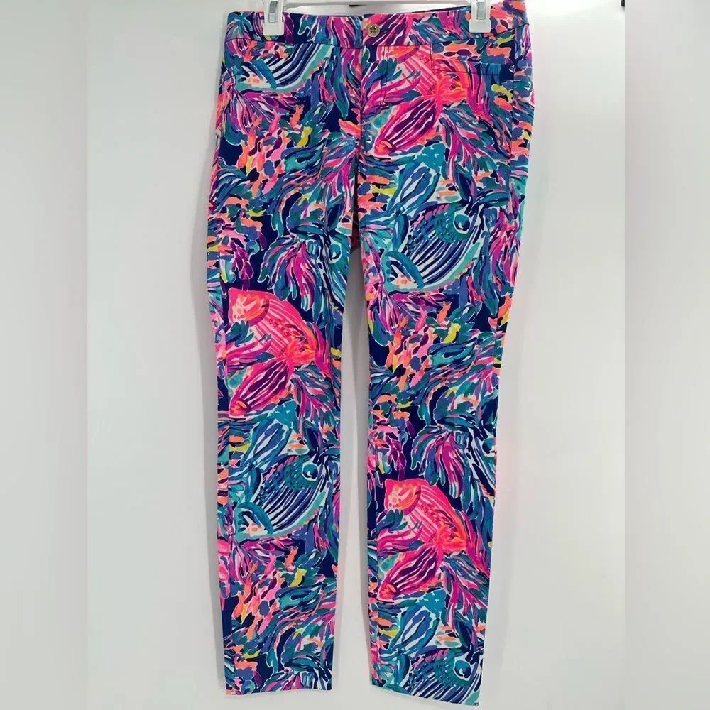Lilly Pulitzer Kelly Skinny Ankle Pant True Blue Seas the Day Resort Size 2